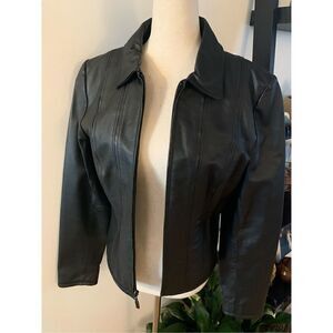 Moda International leather jacket black size medium